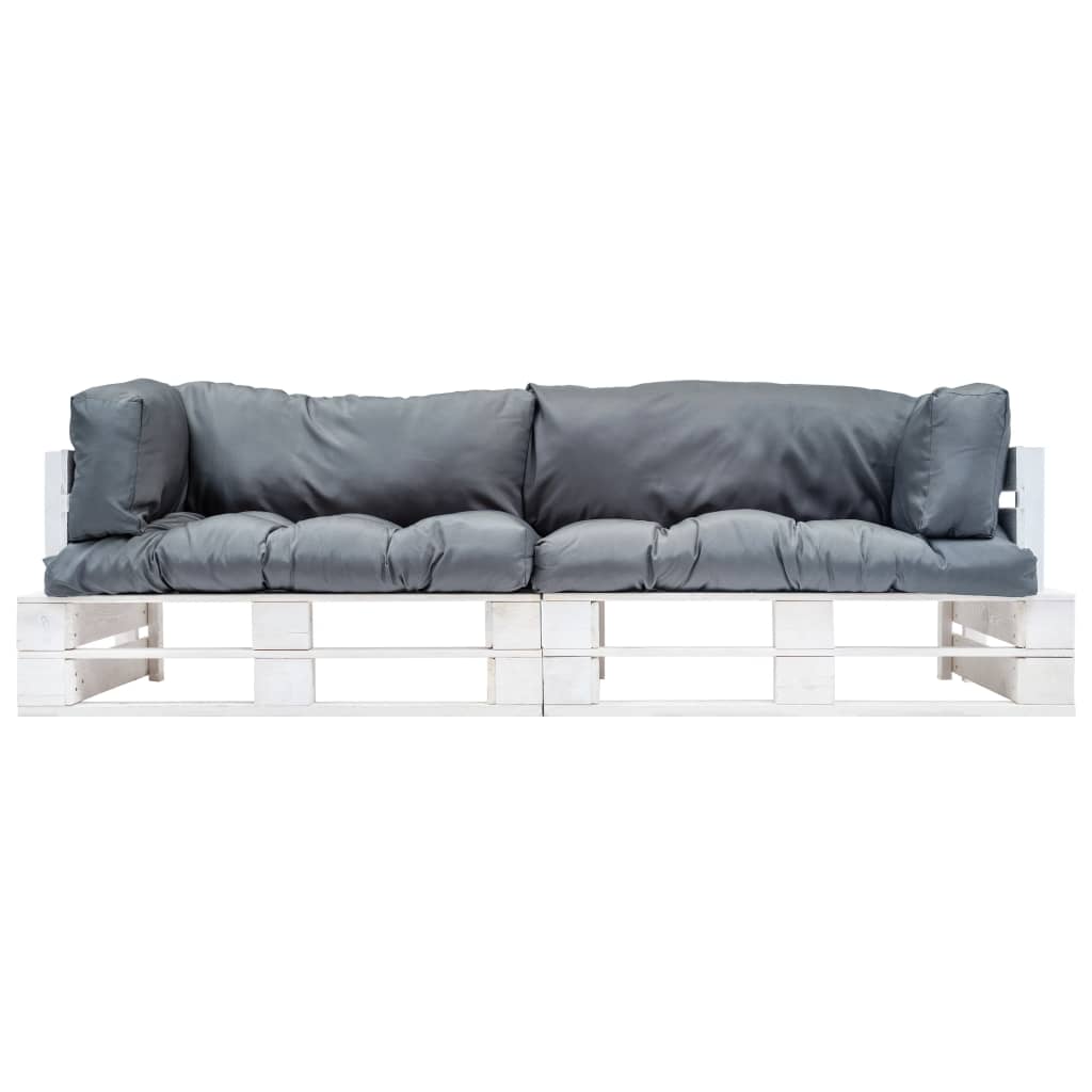 2-delige Bankenset pallet met grijze kussens grenenhout is nu te koop bij PeponiXL, paradijselijk wonen!