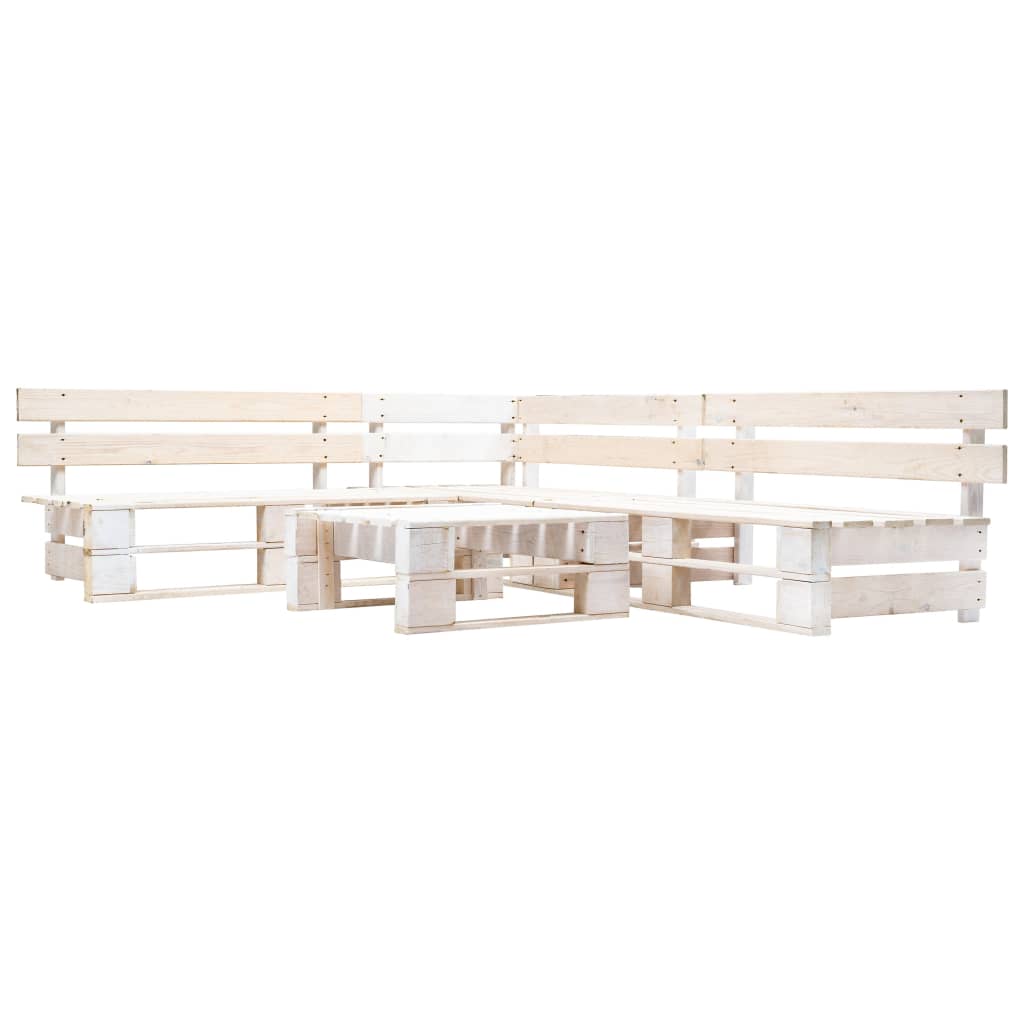 4-delige Loungeset pallet hout wit is nu te koop bij PeponiXL, paradijselijk wonen!