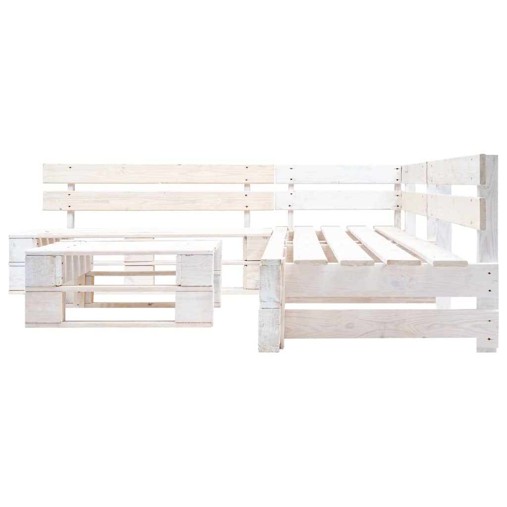 4-delige Loungeset pallet hout wit is nu te koop bij PeponiXL, paradijselijk wonen!