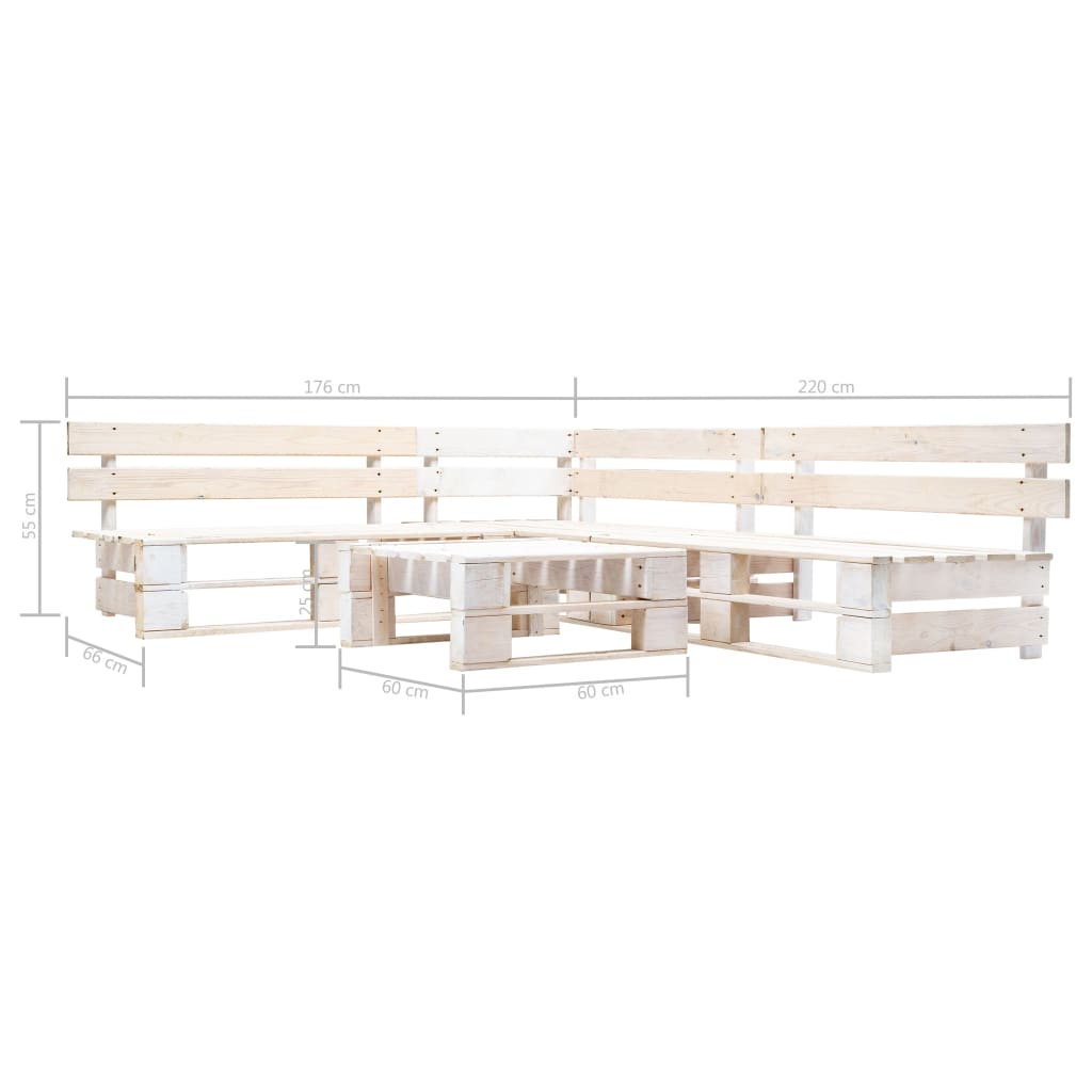 4-delige Loungeset pallet hout wit is nu te koop bij PeponiXL, paradijselijk wonen!