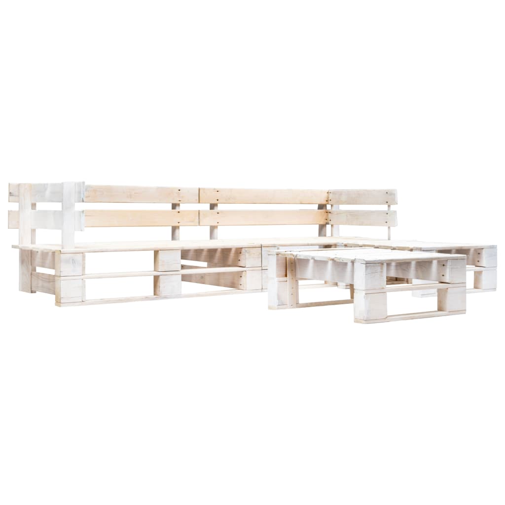 4-delige Loungeset pallet hout wit is nu te koop bij PeponiXL, paradijselijk wonen!