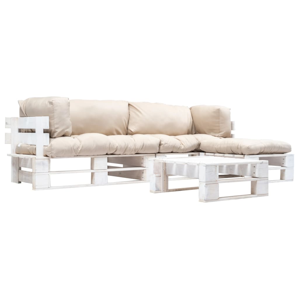 4-delige Loungeset pallet met zandkleurige kussens hout is nu te koop bij PeponiXL, paradijselijk wonen!