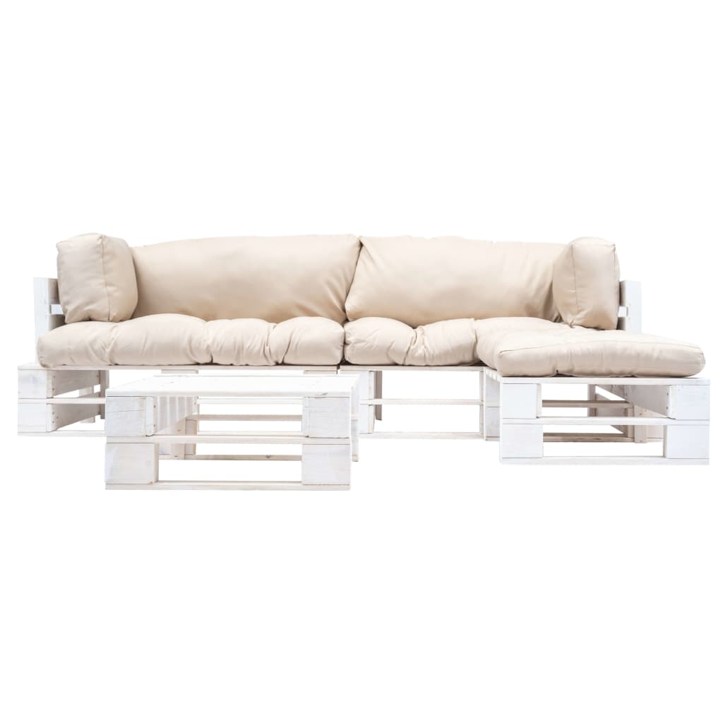 4-delige Loungeset pallet met zandkleurige kussens hout is nu te koop bij PeponiXL, paradijselijk wonen!