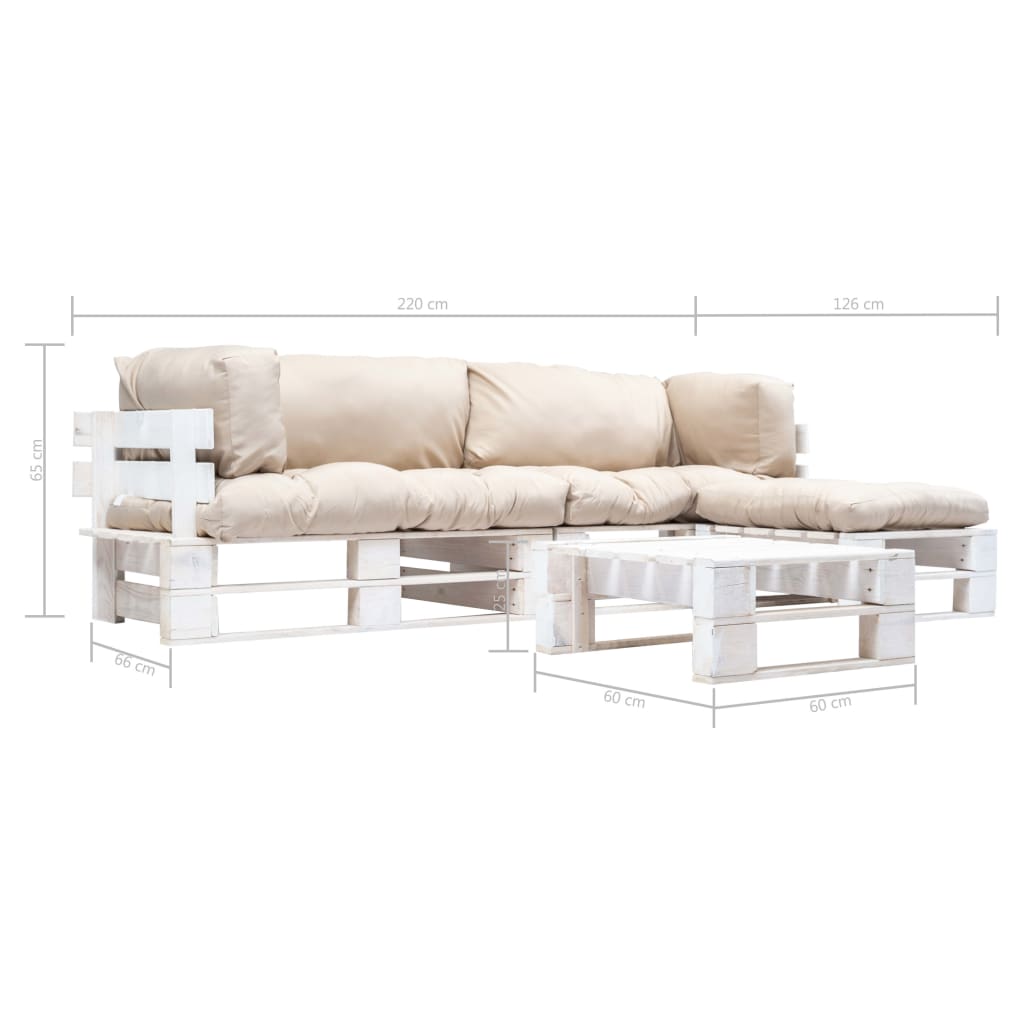 4-delige Loungeset pallet met zandkleurige kussens hout is nu te koop bij PeponiXL, paradijselijk wonen!