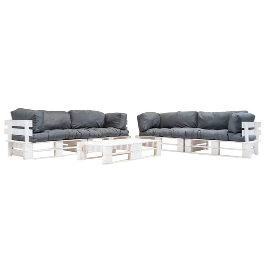 6-delige Loungeset pallet met grijze kussens hout is nu te koop bij PeponiXL, paradijselijk wonen!