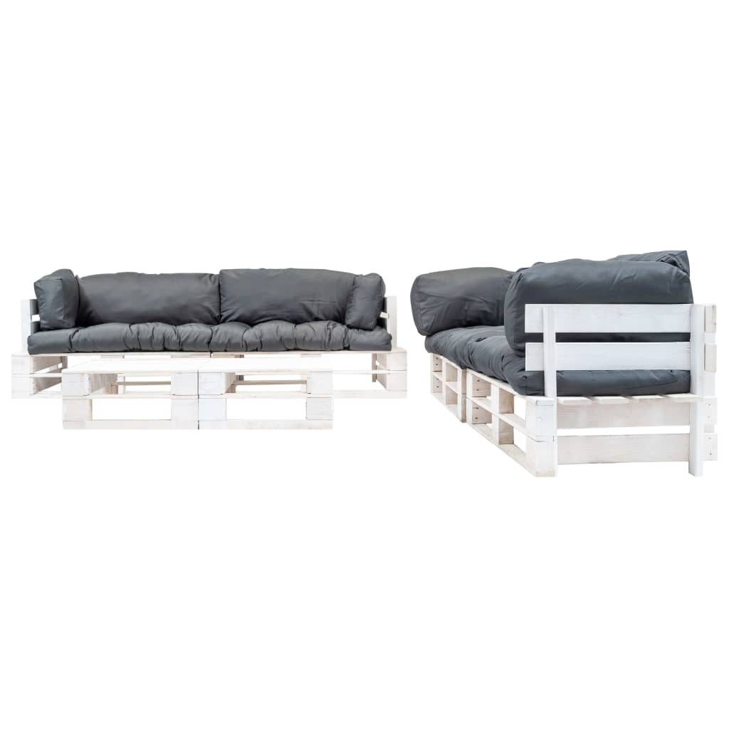 6-delige Loungeset pallet met grijze kussens hout is nu te koop bij PeponiXL, paradijselijk wonen!