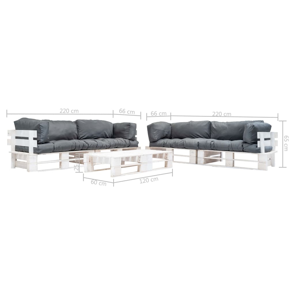 6-delige Loungeset pallet met grijze kussens hout is nu te koop bij PeponiXL, paradijselijk wonen!