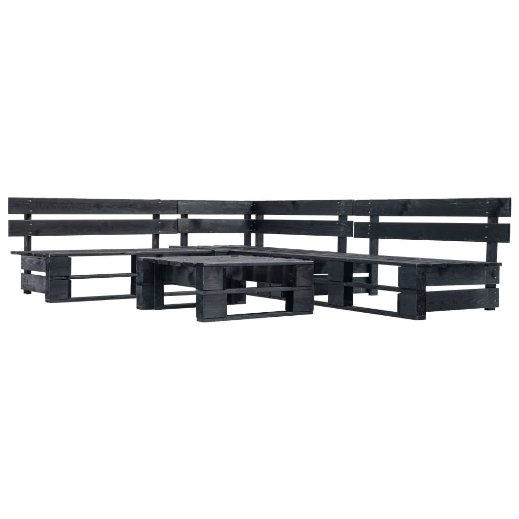4-delige Loungeset pallet hout zwart