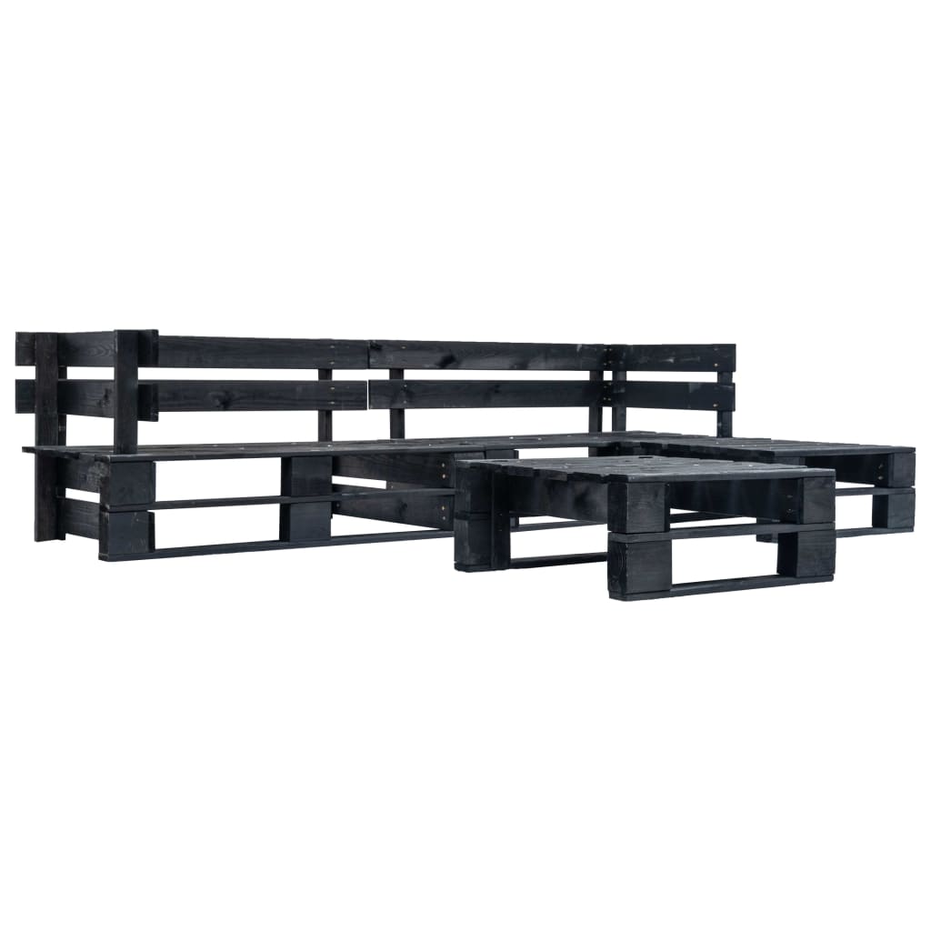4-delige Loungeset pallet met grijze kussens hout