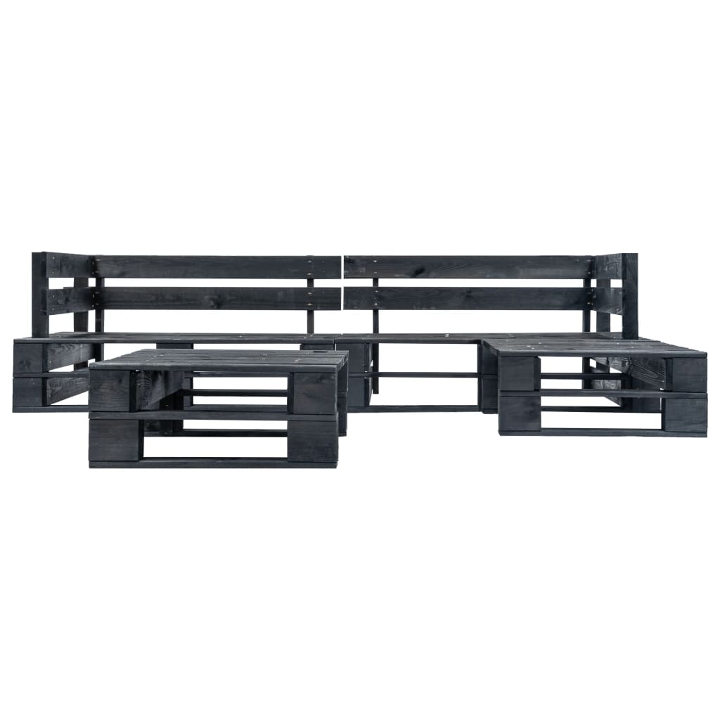 4-delige Loungeset pallet met grijze kussens hout