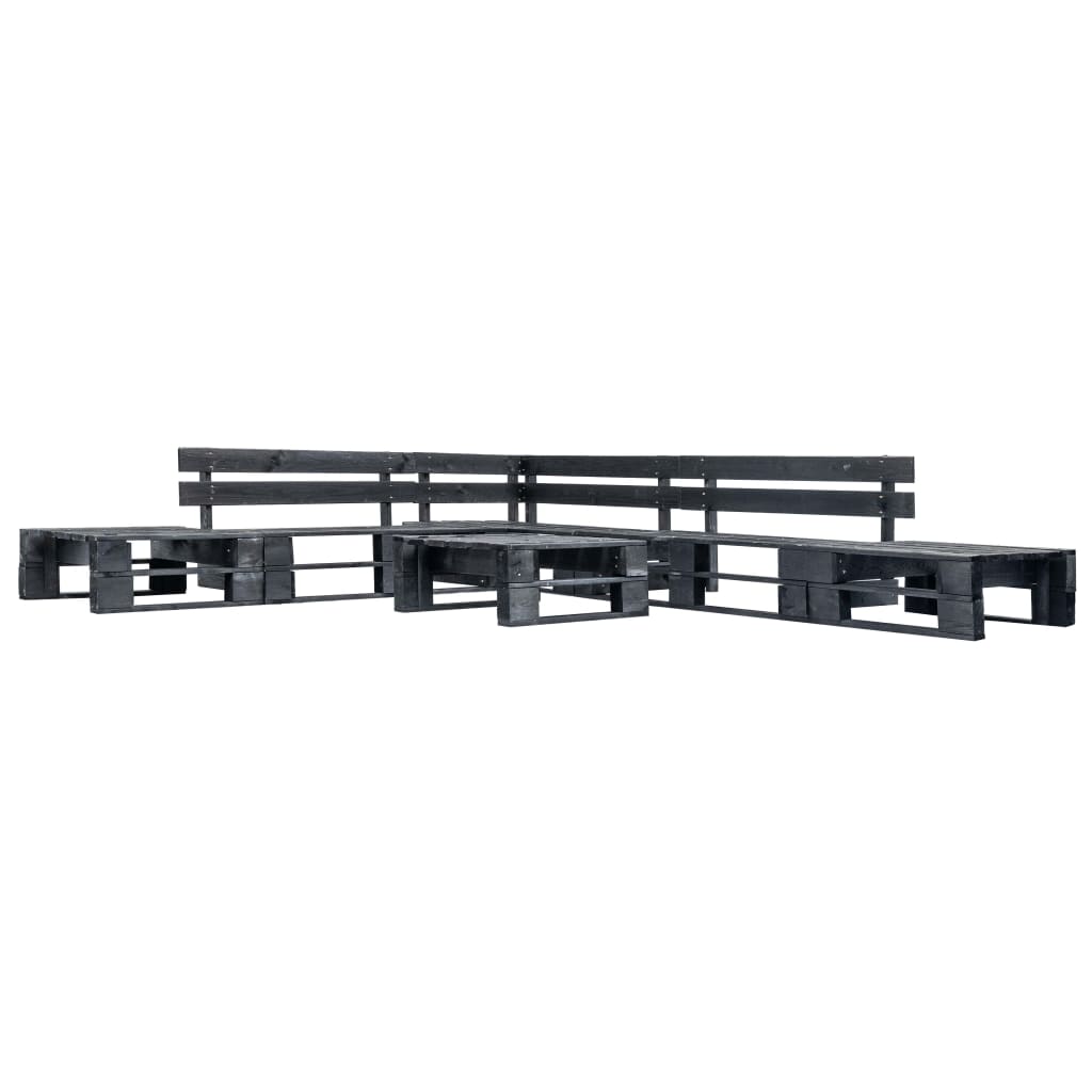 6-delige Loungeset pallet hout zwart