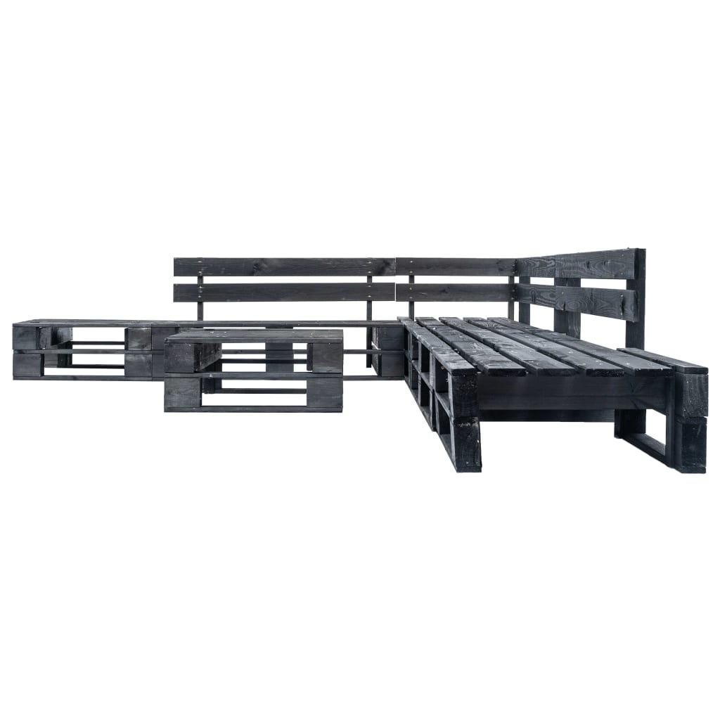 6-delige Loungeset pallet hout zwart