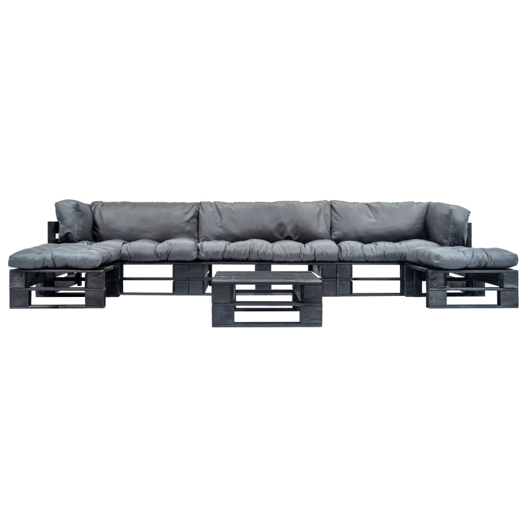 6-delige Loungeset pallet met grijze kussens hout is nu te koop bij PeponiXL, paradijselijk wonen!