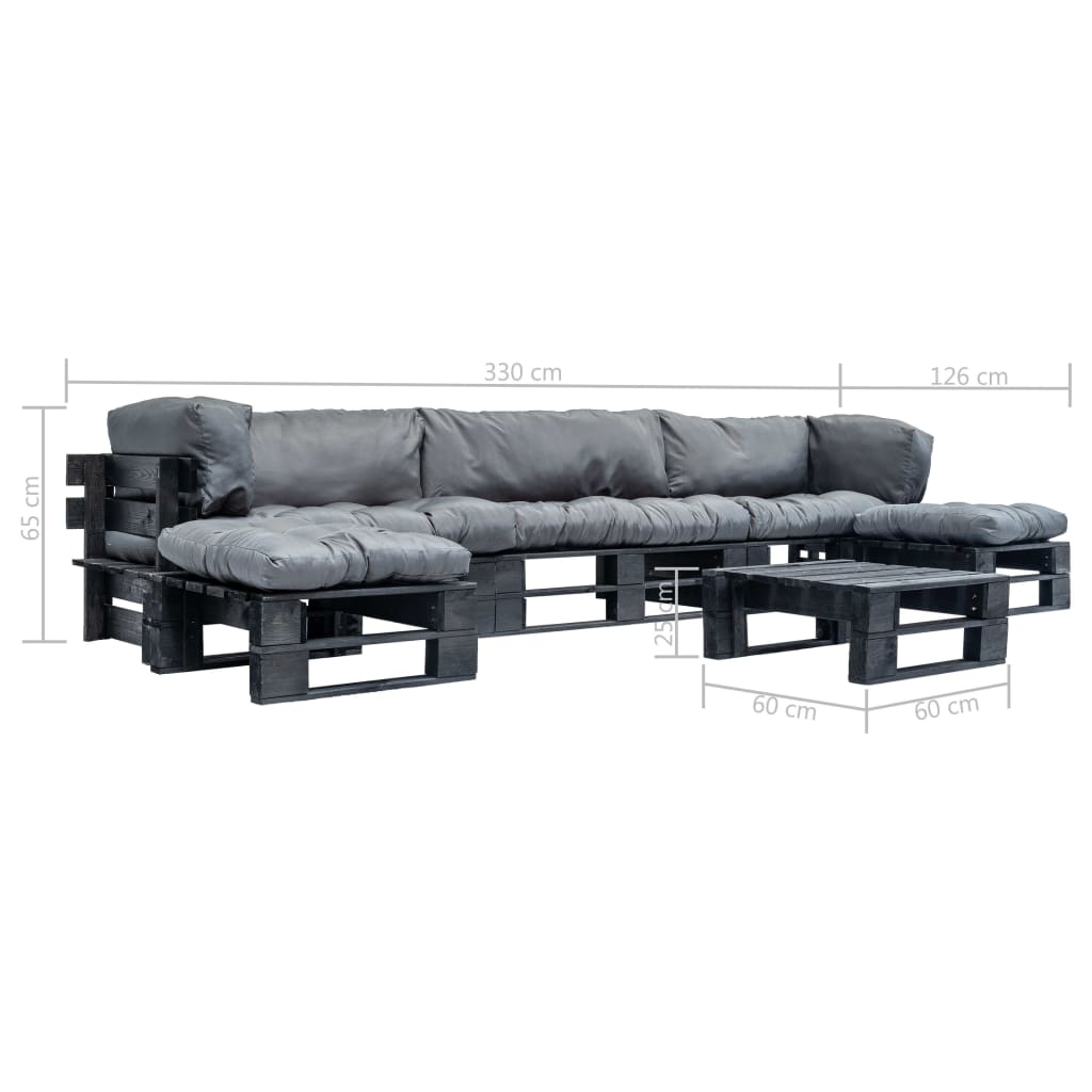 6-delige Loungeset pallet met grijze kussens hout is nu te koop bij PeponiXL, paradijselijk wonen!