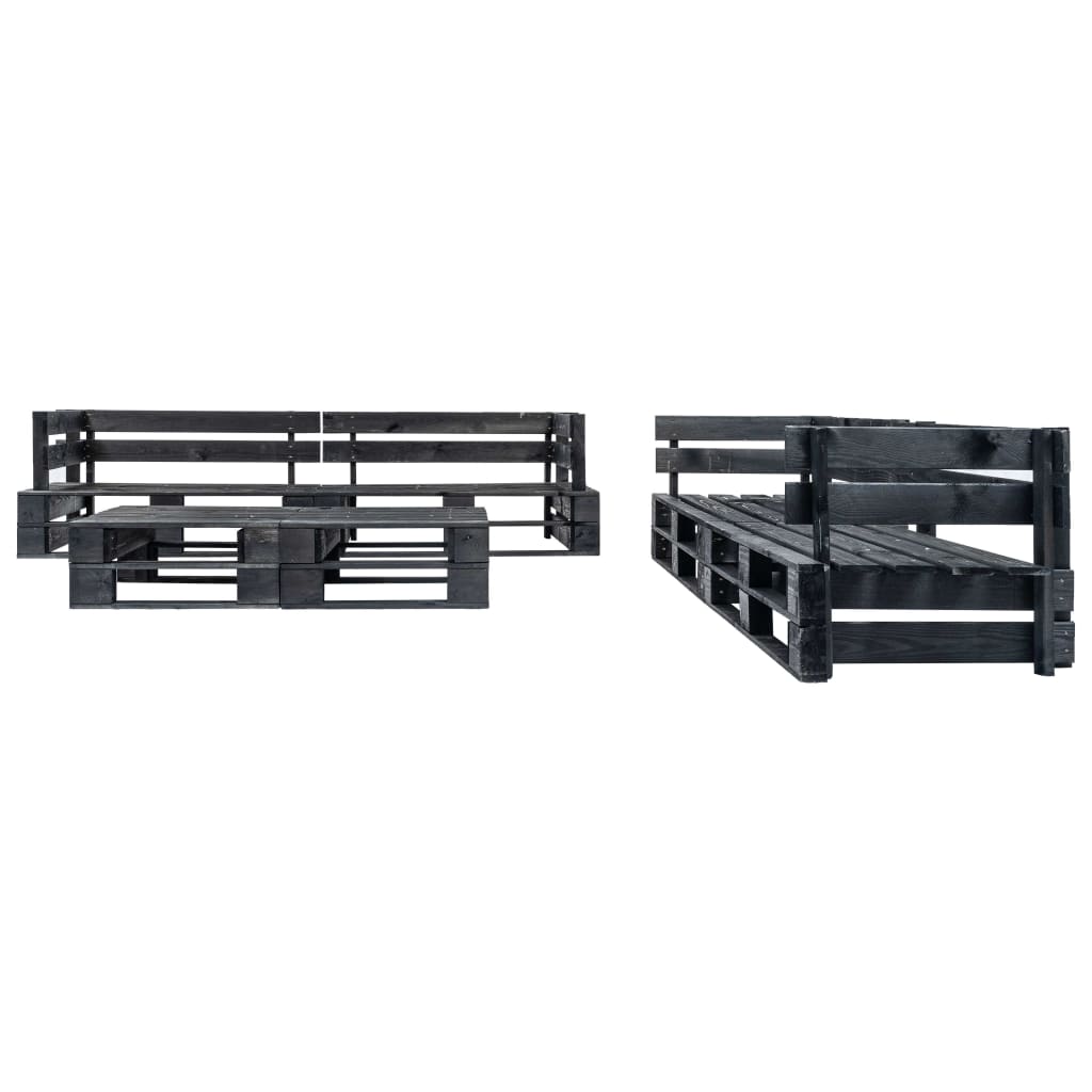 6-delige Loungeset pallet met zandkleurige kussens hout