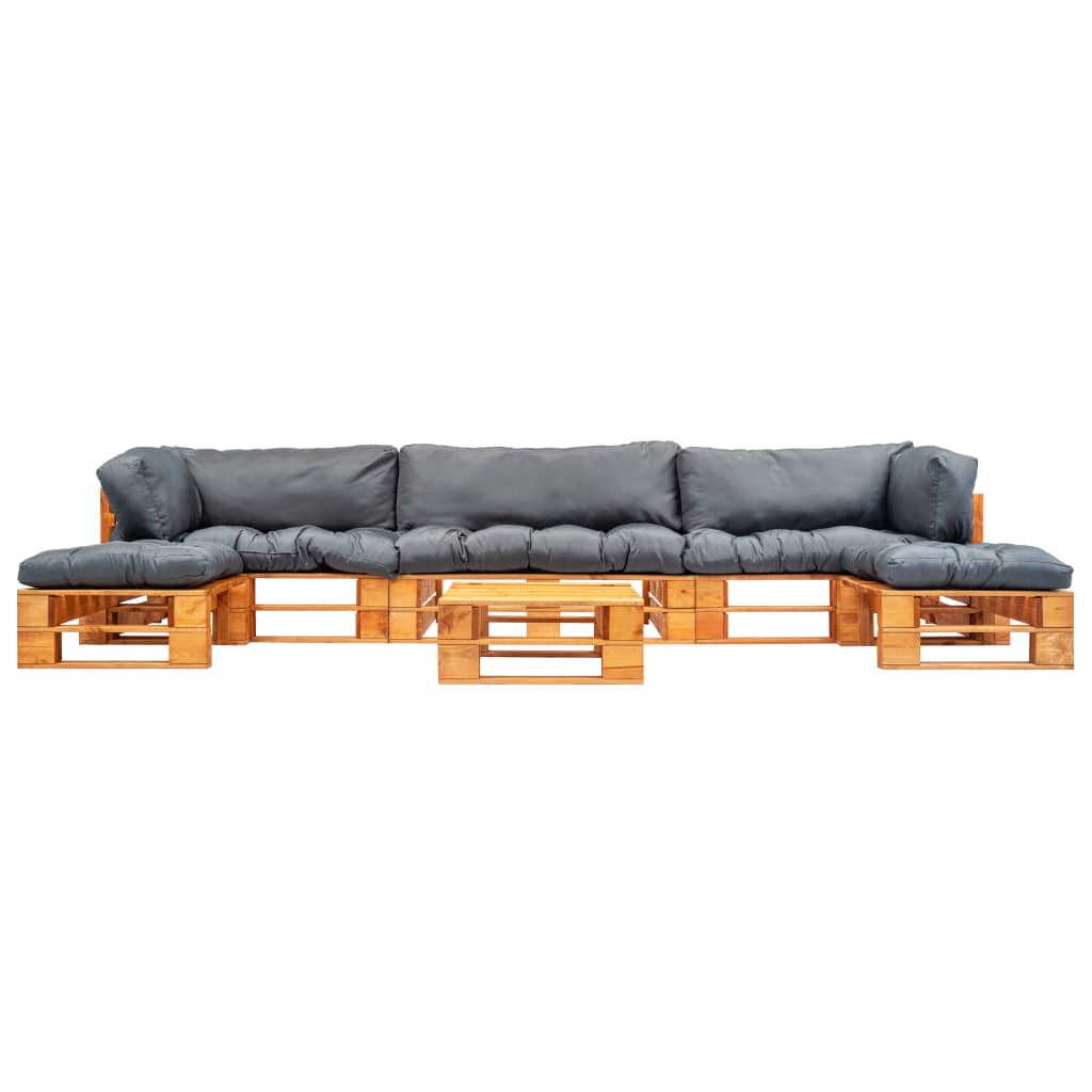 6-delige Loungeset pallet met grijze kussens hout is nu te koop bij PeponiXL, paradijselijk wonen!