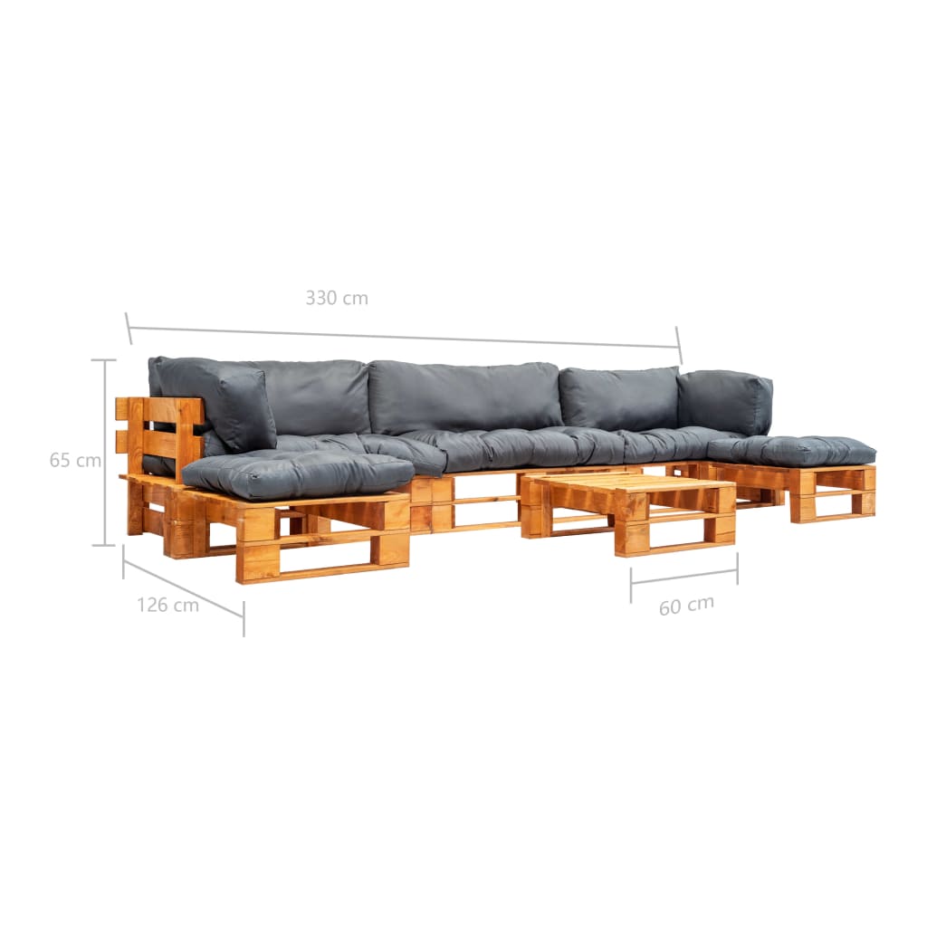 6-delige Loungeset pallet met grijze kussens hout is nu te koop bij PeponiXL, paradijselijk wonen!