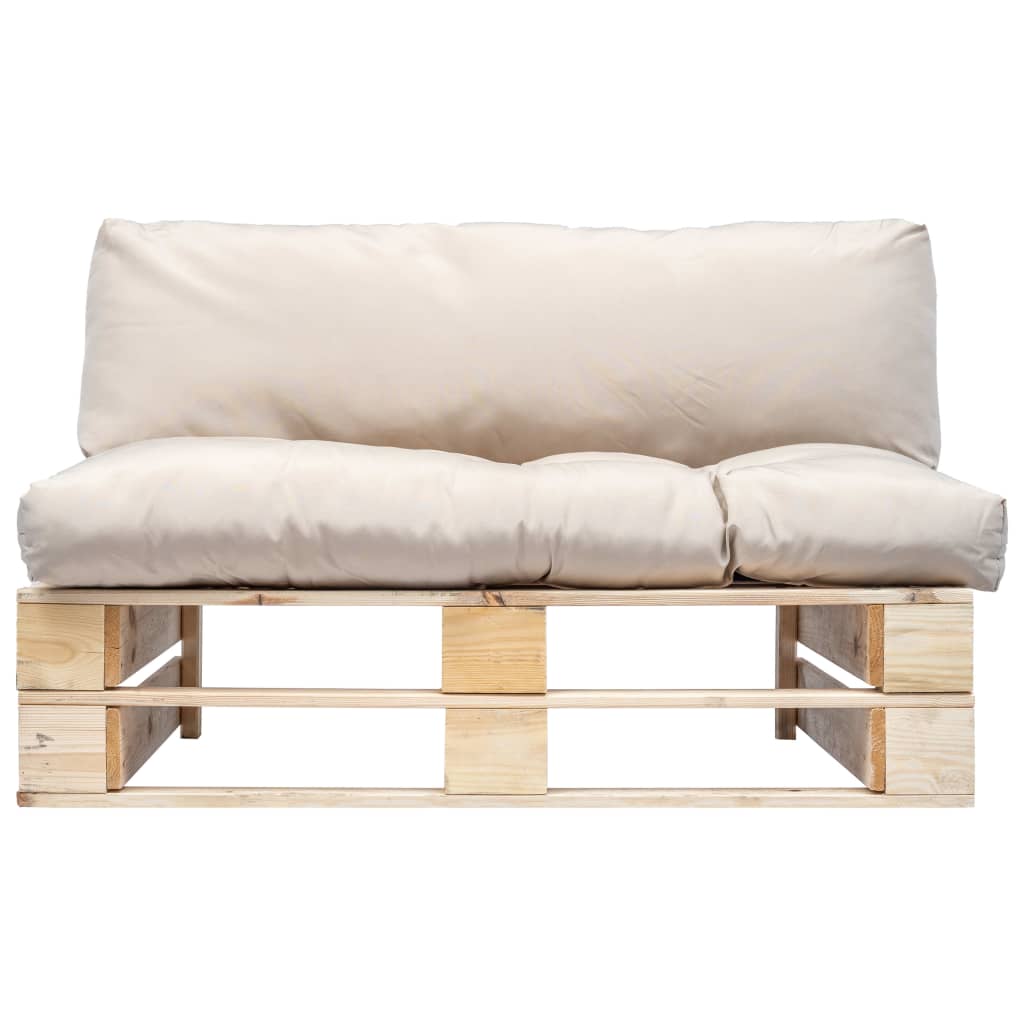 Tuinbank pallet met zandkleurige kussens grenenhout is nu te koop bij PeponiXL, paradijselijk wonen!