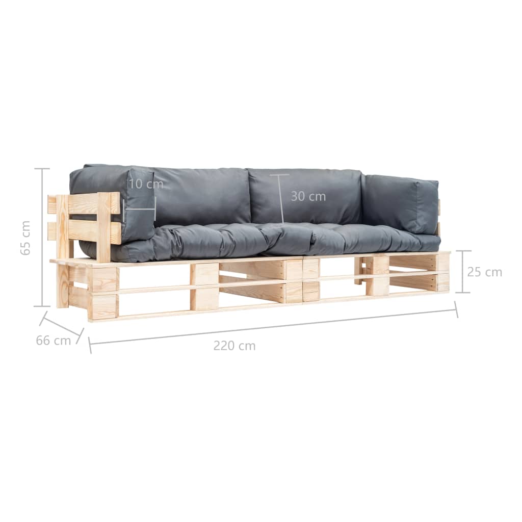 2-delige Tuinbankenset pallet met grijze kussens grenenhout is nu te koop bij PeponiXL, paradijselijk wonen!