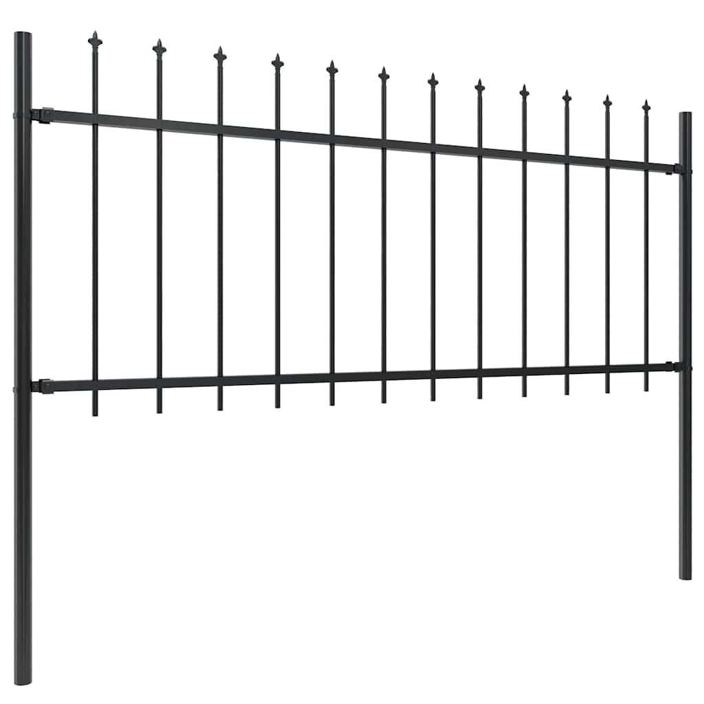 Tuinhek met speerpunt staal 359x80 cm zwart is nu te koop bij PeponiXL, paradijselijk wonen!