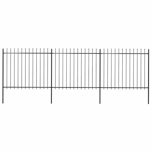 Tuinhek met speerpunt staal 537x150 cm zwart is nu te koop bij PeponiXL, paradijselijk wonen!