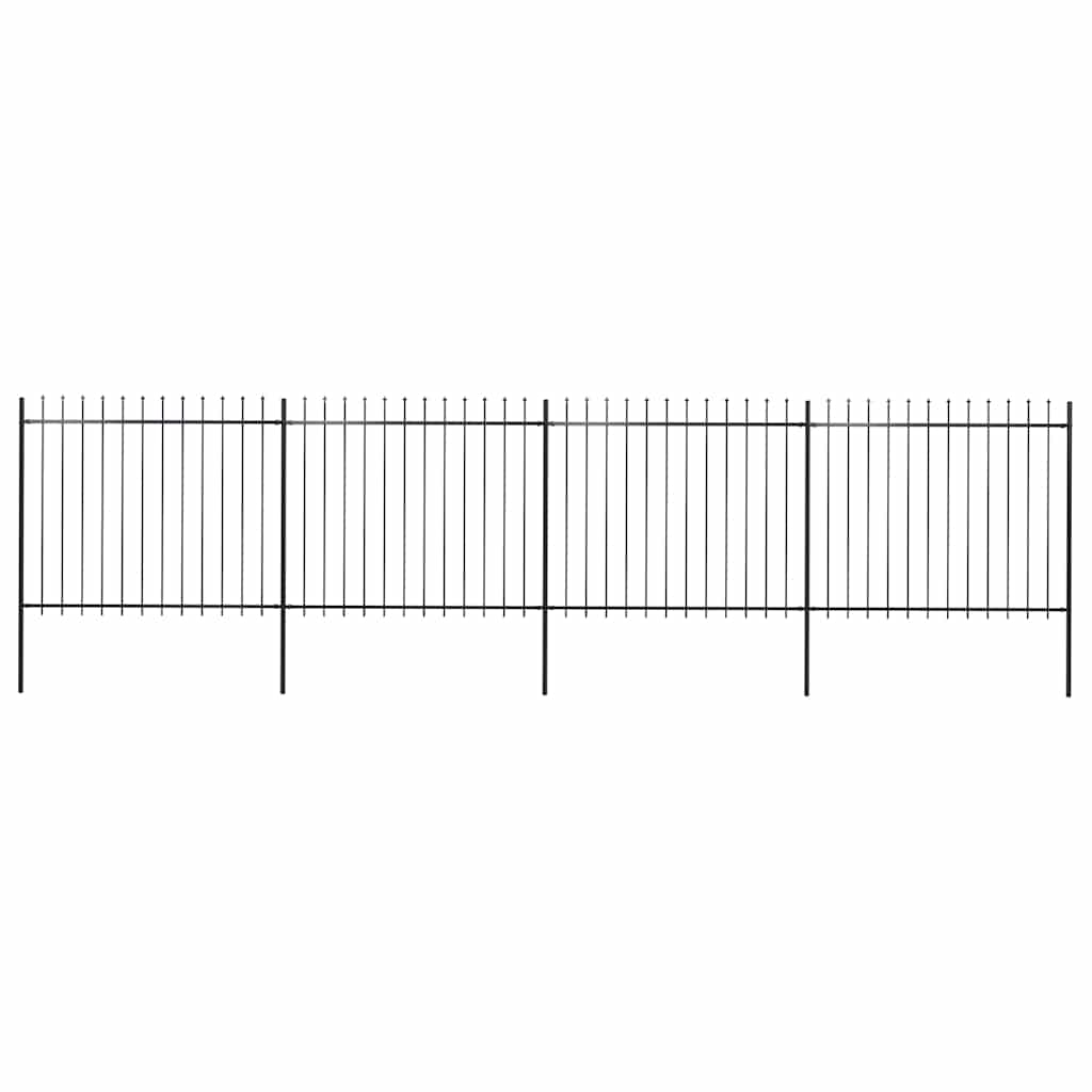 Tuinhek met speerpunt staal 714,5x150 cm zwart is nu te koop bij PeponiXL, paradijselijk wonen!