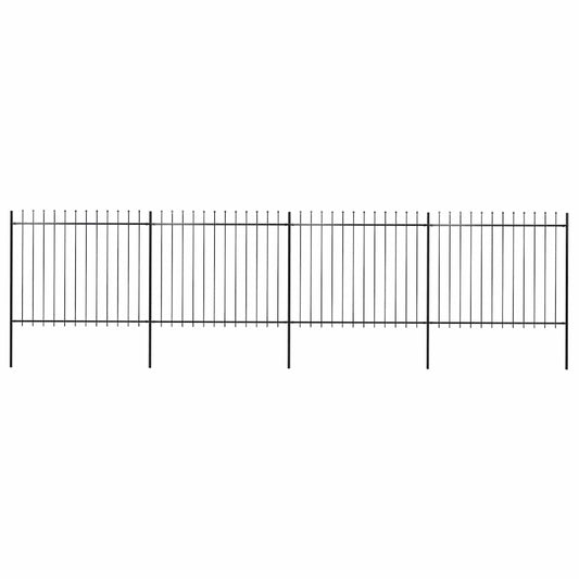 Tuinhek met speerpunt staal 714,5x150 cm zwart is nu te koop bij PeponiXL, paradijselijk wonen!