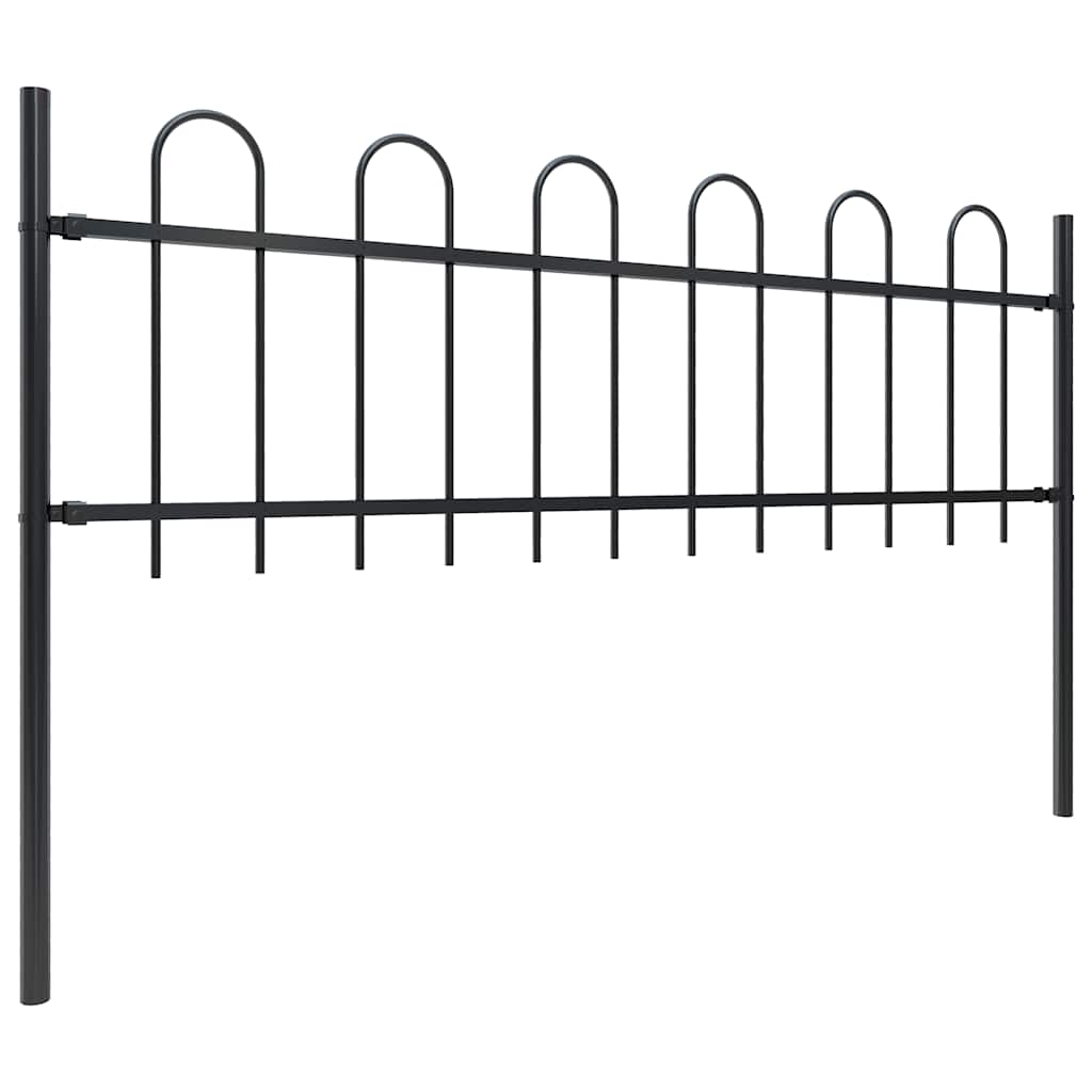 Tuinhek met ringtop staal 714,5x60 cm zwart is nu te koop bij PeponiXL, paradijselijk wonen!