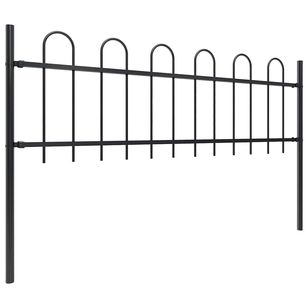 Tuinhek met ringtop staal 1070x60 cm zwart is nu te koop bij PeponiXL, paradijselijk wonen!