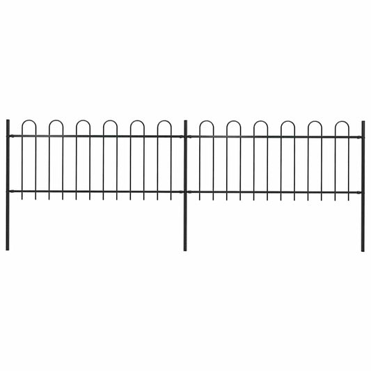 Tuinhek met ringtop staal 359x80 cm zwart is nu te koop bij PeponiXL, paradijselijk wonen!