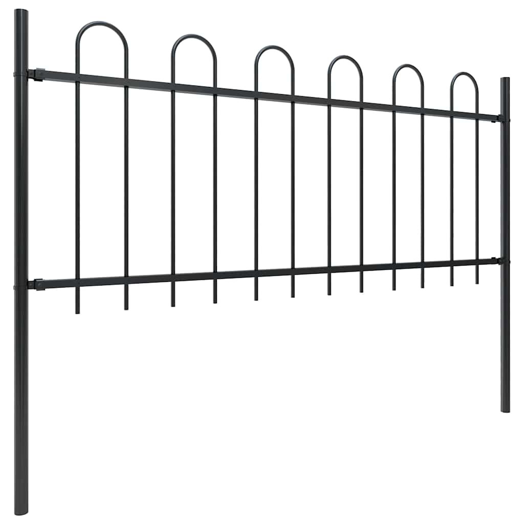 Tuinhek met ringtop staal 714,5x80 cm zwart is nu te koop bij PeponiXL, paradijselijk wonen!