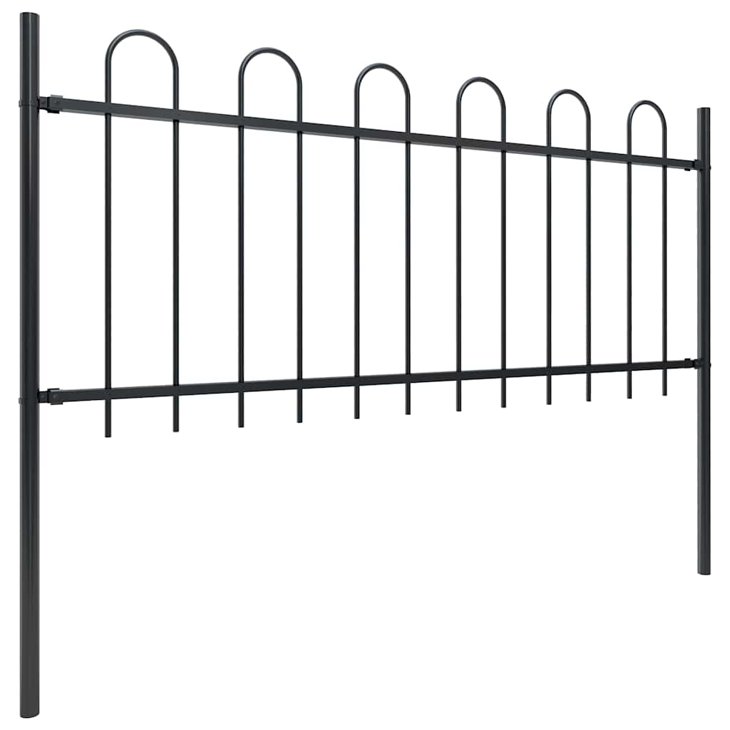 Tuinhek met ringtop staal 892,5x80 cm zwart is nu te koop bij PeponiXL, paradijselijk wonen!