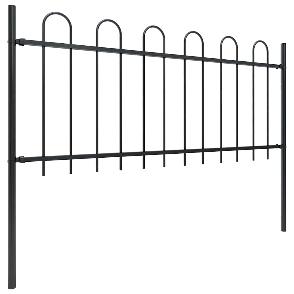 Tuinhek met ringtop staal 1070x80 cm zwart is nu te koop bij PeponiXL, paradijselijk wonen!