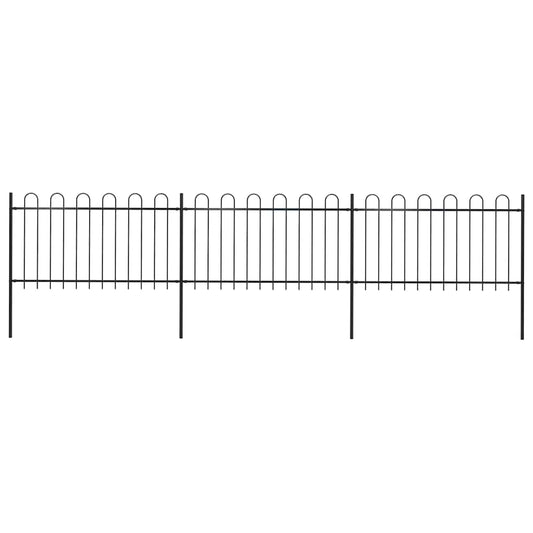 Tuinhek met ringtop staal 537x100 cm zwart is nu te koop bij PeponiXL, paradijselijk wonen!