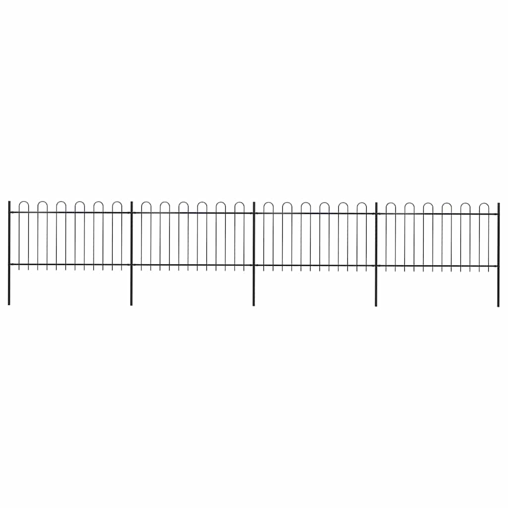 Tuinhek met ringtop staal 714,5x100 cm zwart is nu te koop bij PeponiXL, paradijselijk wonen!