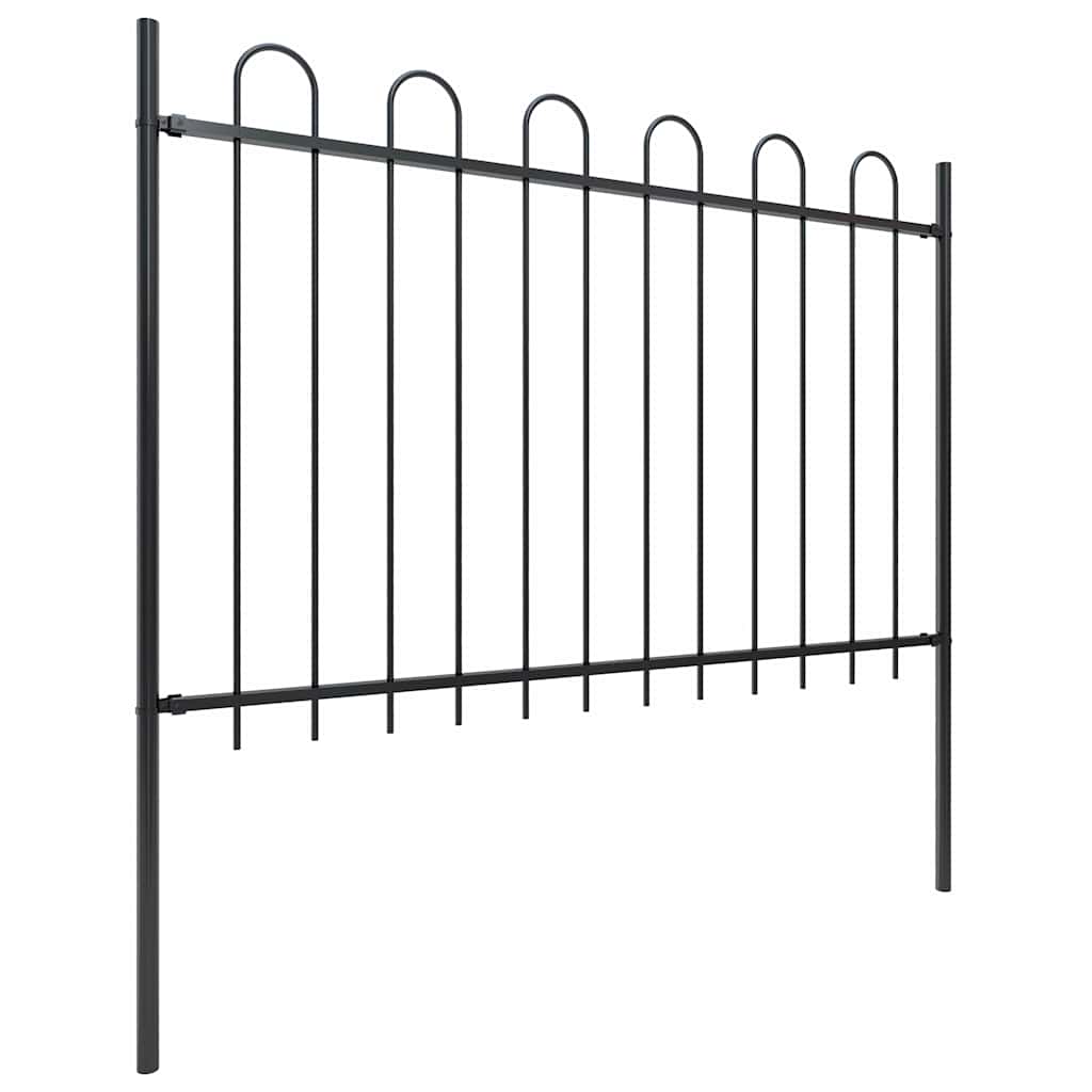 Tuinhek met ringtop staal 714,5x120 cm zwart is nu te koop bij PeponiXL, paradijselijk wonen!