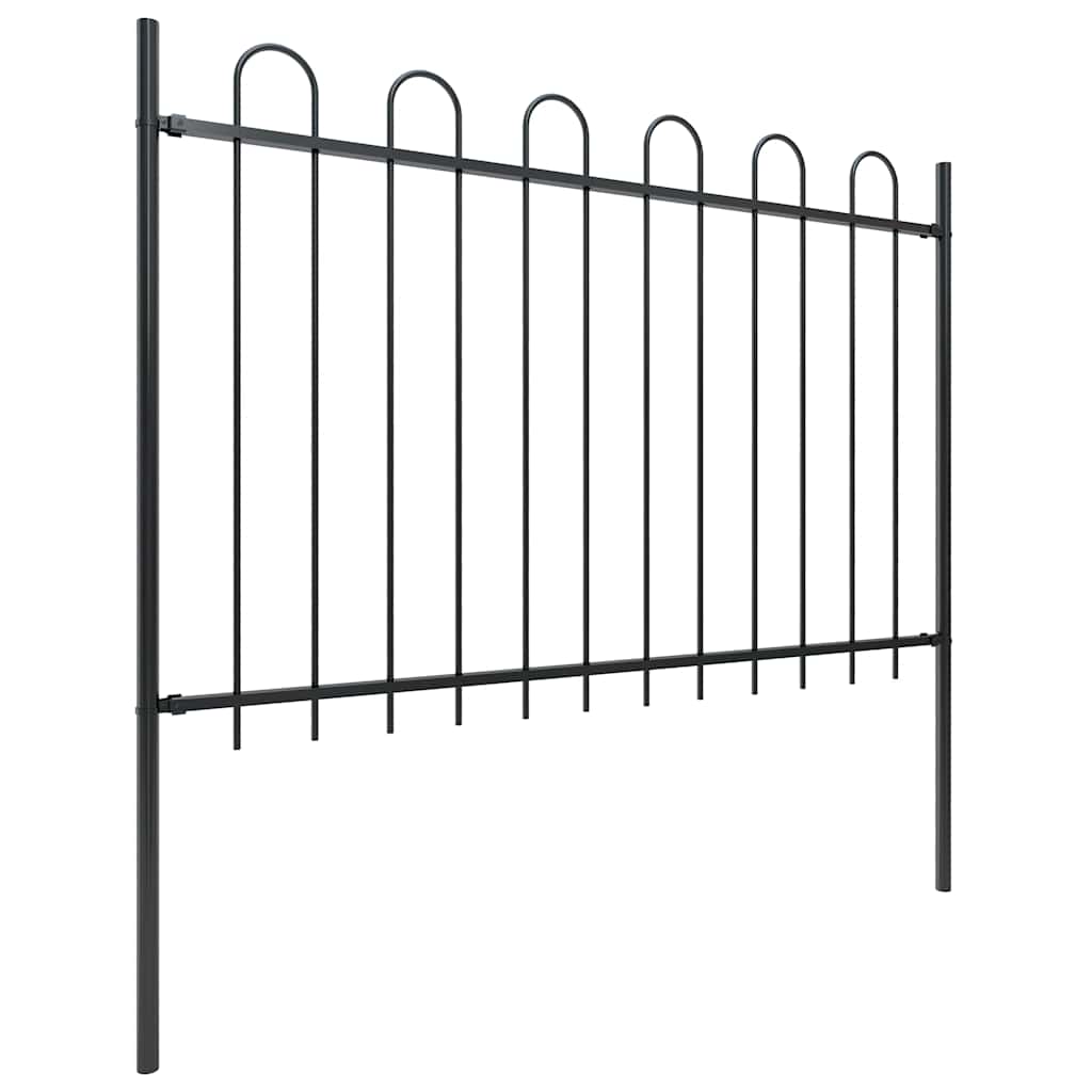 Tuinhek met ringtop staal 1070x120 cm zwart is nu te koop bij PeponiXL, paradijselijk wonen!