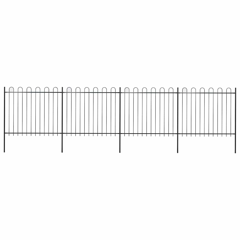 Tuinhek met ringtop staal 714,5x150 cm zwart is nu te koop bij PeponiXL, paradijselijk wonen!