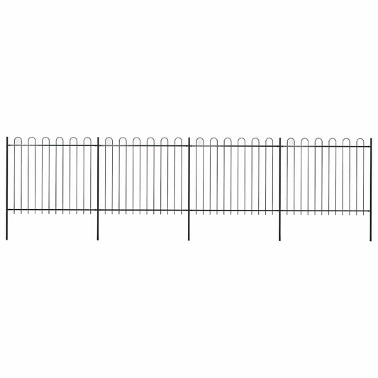 Tuinhek met ringtop staal 714,5x150 cm zwart is nu te koop bij PeponiXL, paradijselijk wonen!