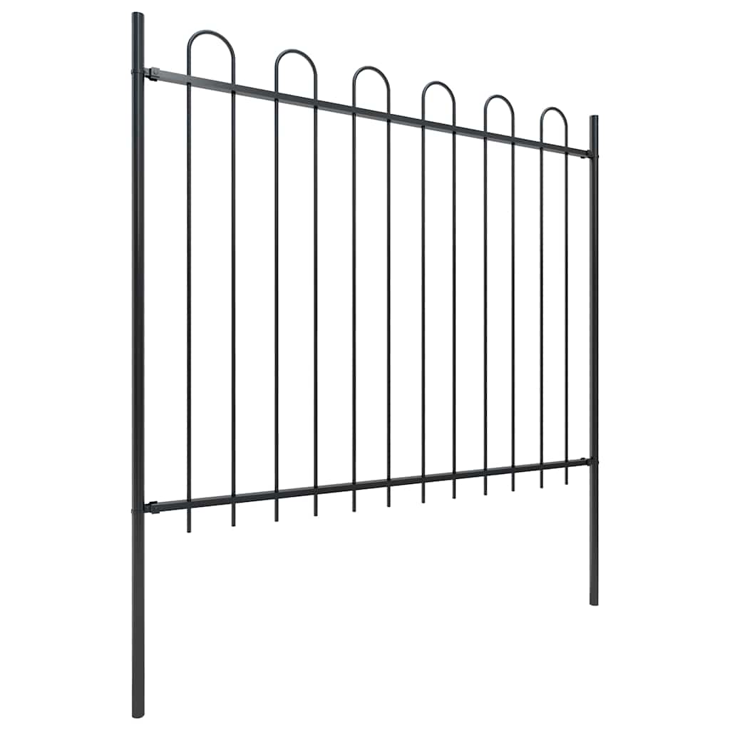 Tuinhek met ringtop staal 714,5x150 cm zwart is nu te koop bij PeponiXL, paradijselijk wonen!