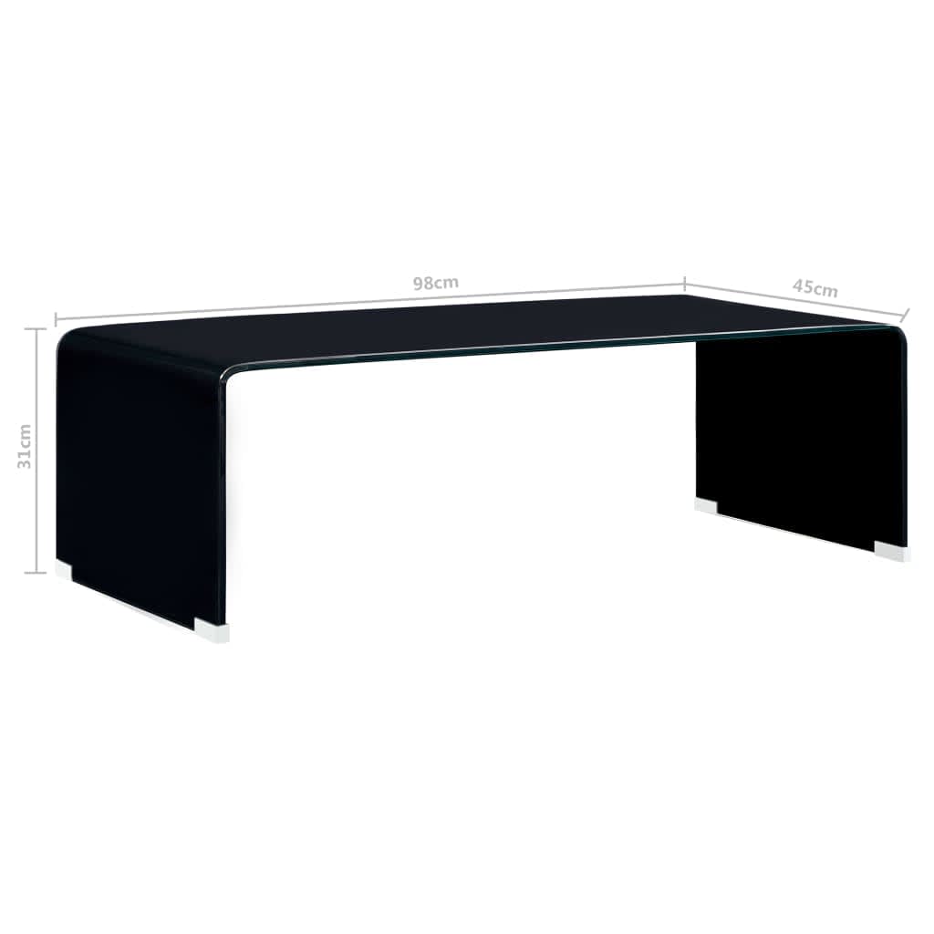 Salontafel 98x45x31 cm gehard glas zwart is nu te koop bij PeponiXL, paradijselijk wonen!