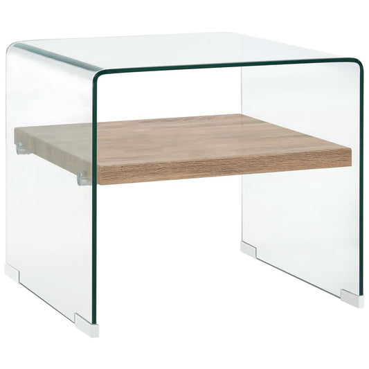 Salontafel 50x50x45 cm gehard glas transparant is nu te koop bij PeponiXL, paradijselijk wonen!