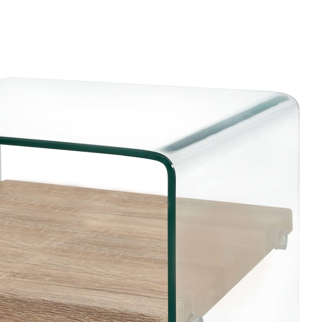 Salontafel 50x50x45 cm gehard glas transparant is nu te koop bij PeponiXL, paradijselijk wonen!