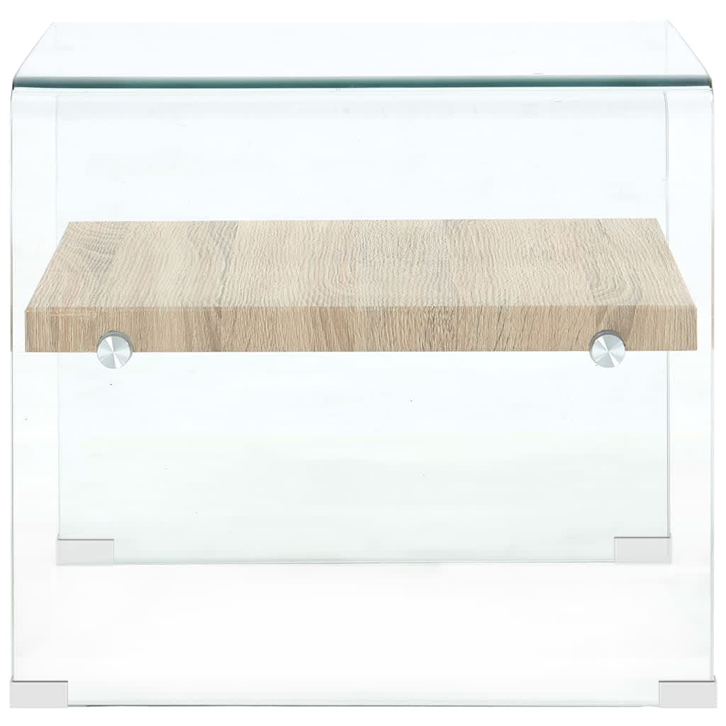Salontafel 50x50x45 cm gehard glas transparant is nu te koop bij PeponiXL, paradijselijk wonen!