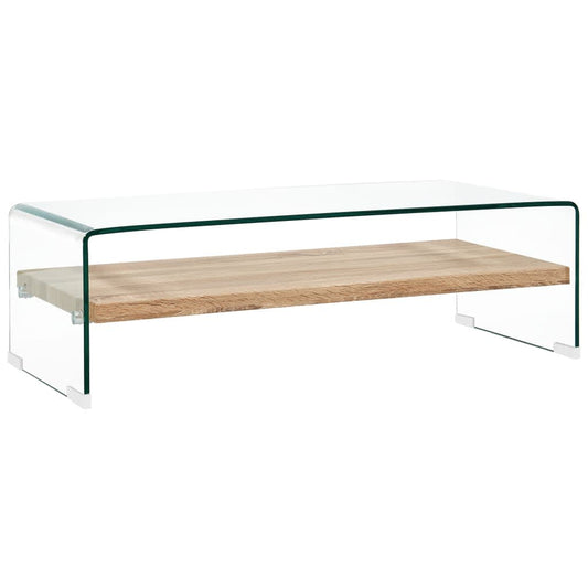 Salontafel 98x45x31 cm gehard glas transparant is nu te koop bij PeponiXL, paradijselijk wonen!