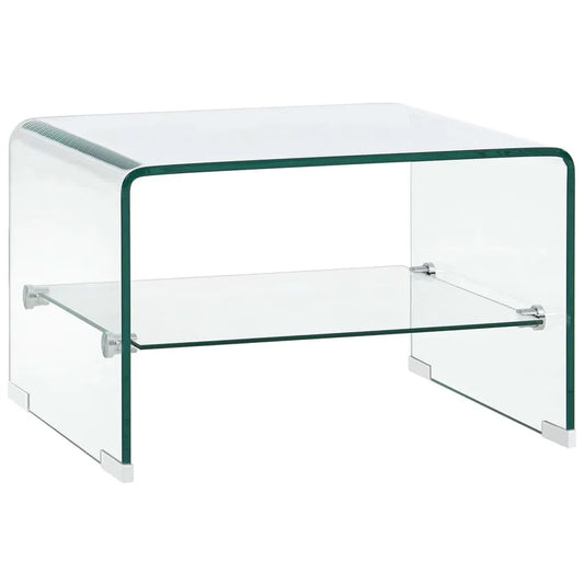 Salontafel 50x45x33 cm gehard glas transparant is nu te koop bij PeponiXL, paradijselijk wonen!