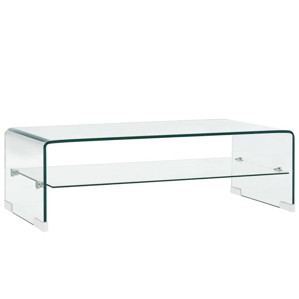 Salontafel 98x45x31 cm gehard glas transparant is nu te koop bij PeponiXL, paradijselijk wonen!