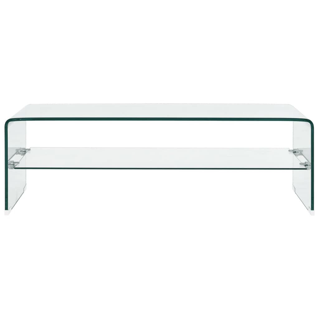 Salontafel 98x45x31 cm gehard glas transparant is nu te koop bij PeponiXL, paradijselijk wonen!