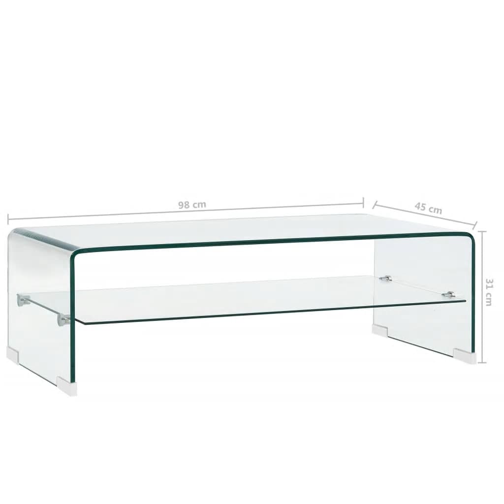 Salontafel 98x45x31 cm gehard glas transparant is nu te koop bij PeponiXL, paradijselijk wonen!