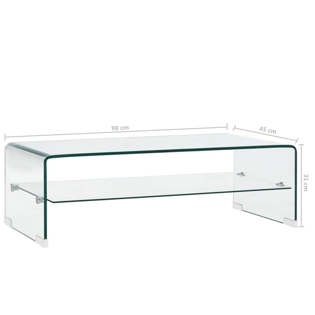 Salontafel 98x45x31 cm gehard glas transparant is nu te koop bij PeponiXL, paradijselijk wonen!